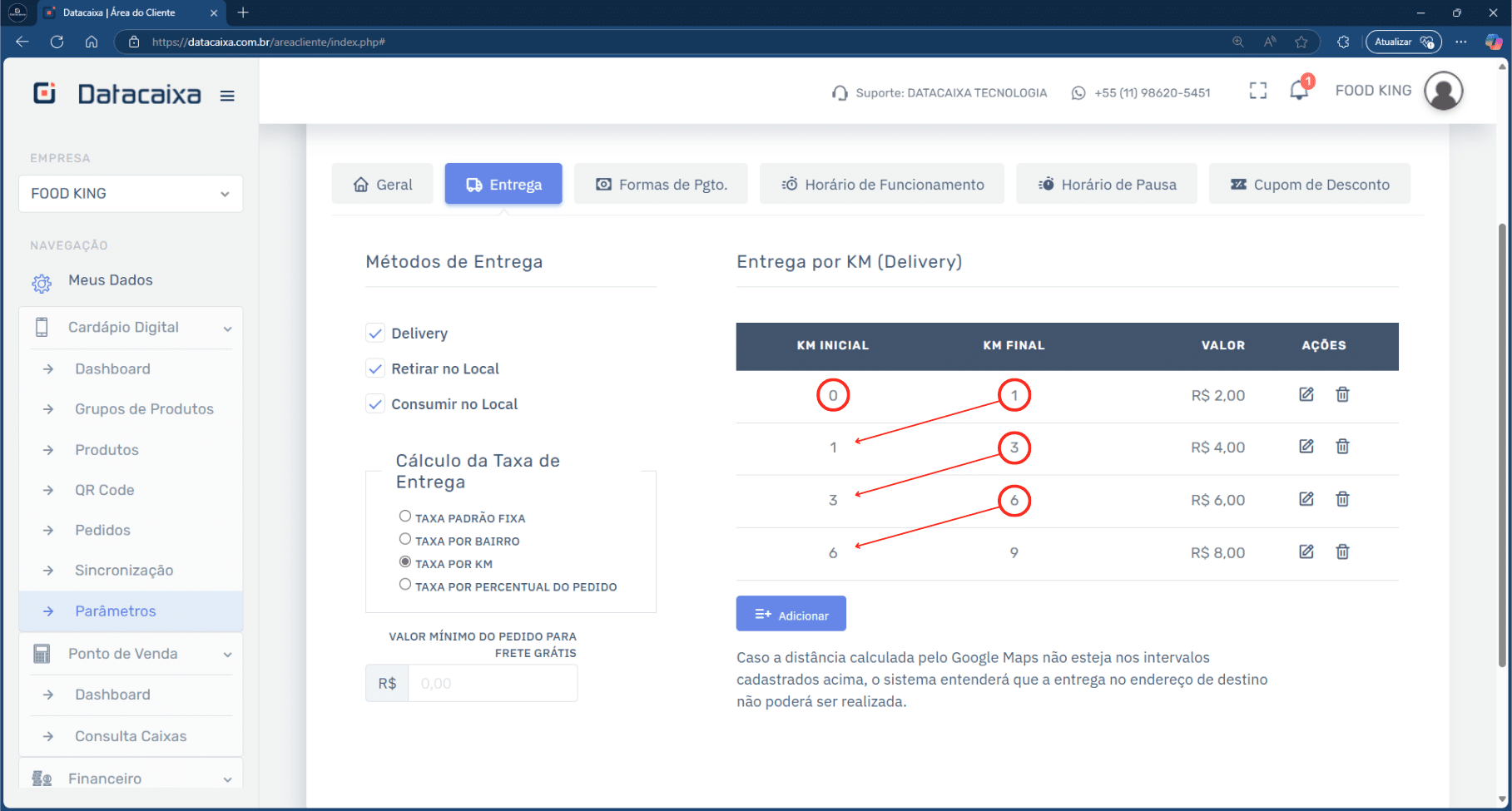Sequência_Taxa de Entrega por KM | Datacaixa