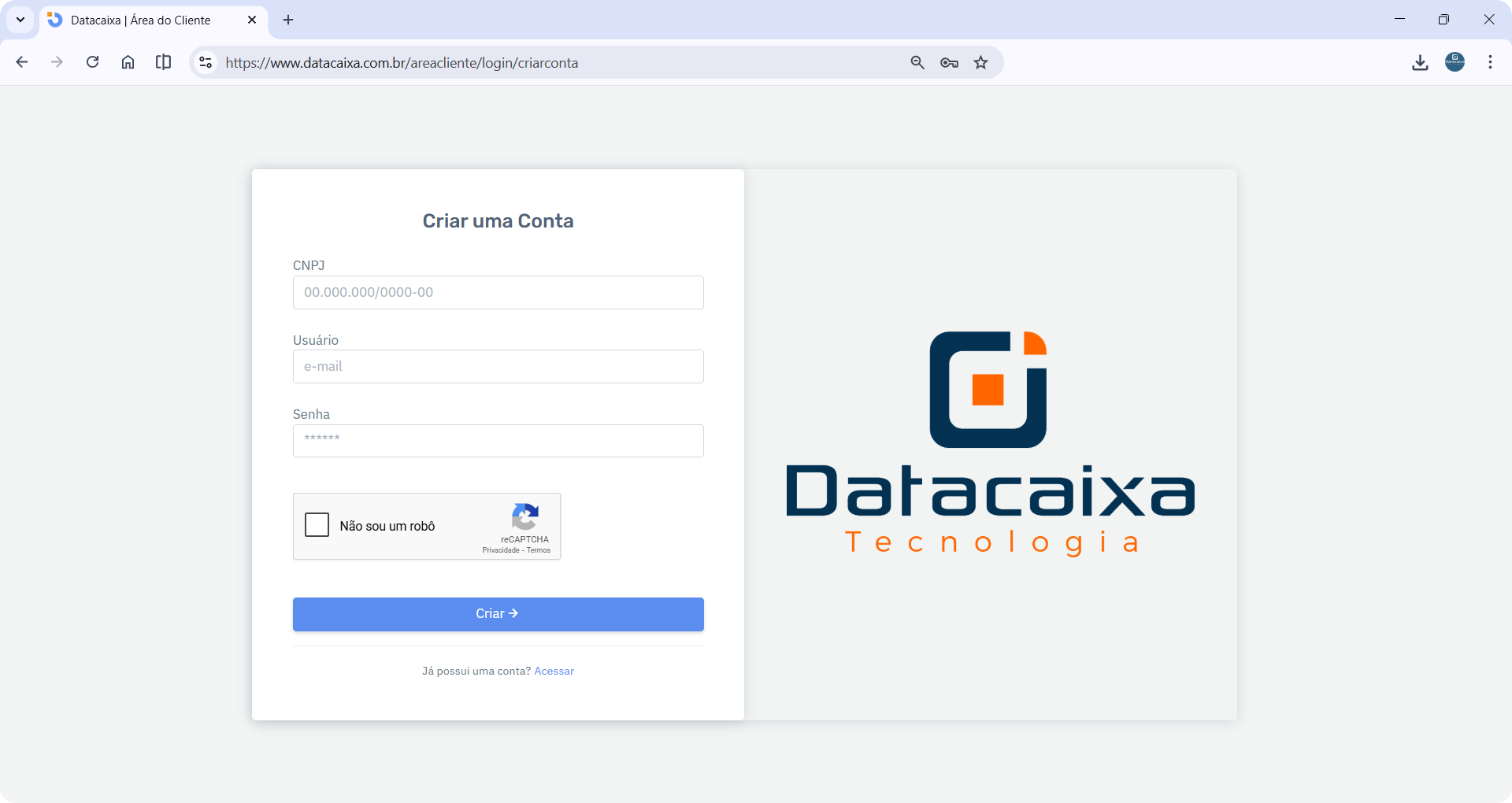 criar-conta-area-cliente | Datacaixa