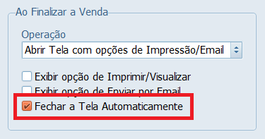 Ao Finalizar a Venda Fechar a Tela Automaticamente