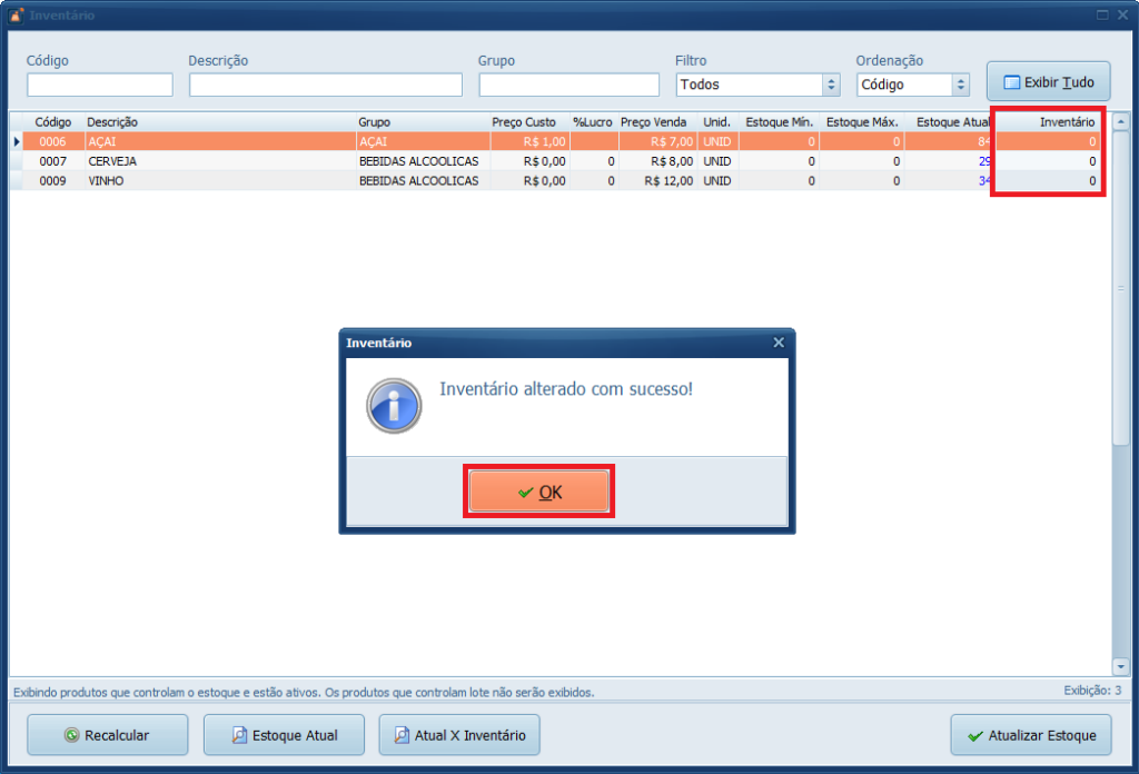 Atualizando Inventário em Zero no PDV
