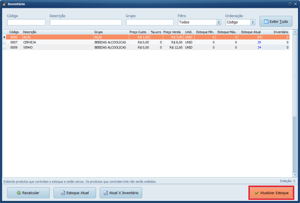 Inventário Zero Atualizar Estoque no PDV