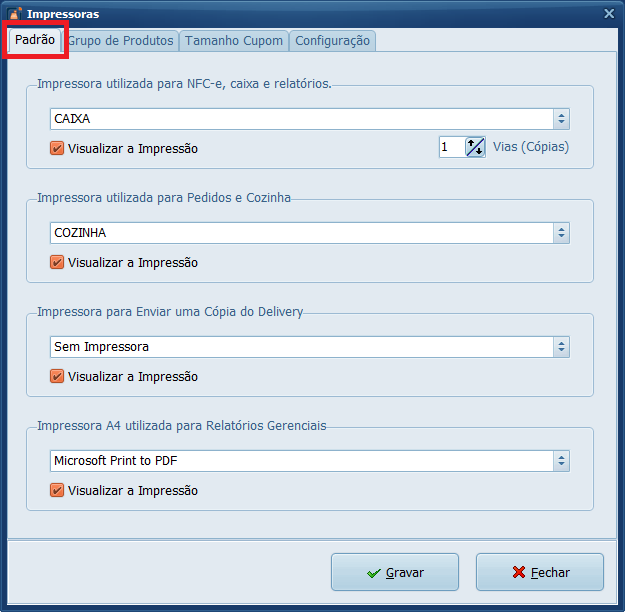 Impressoras Padrão