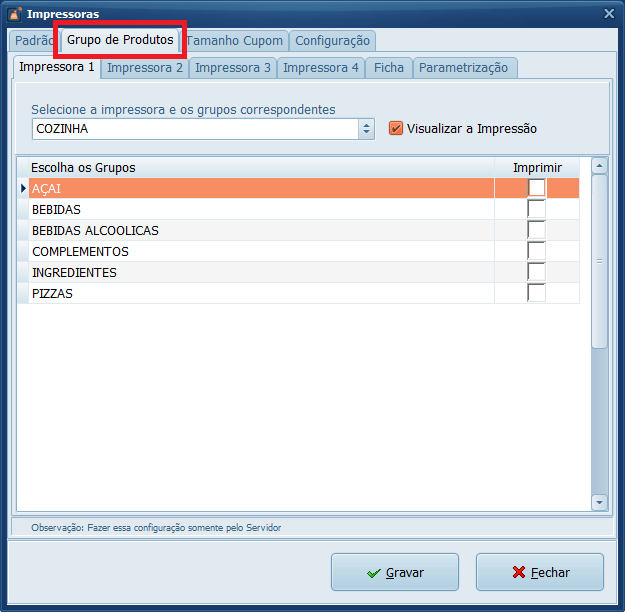 Impressoras Grupo de Produtos