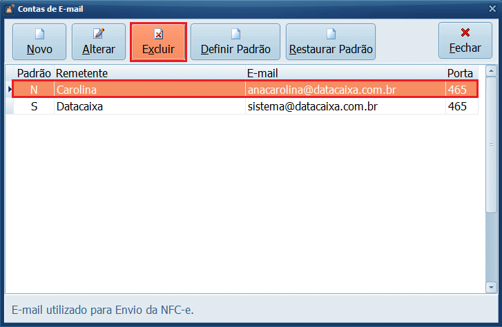 Excluir E-mail | Datacaixa Excluir E-mail
