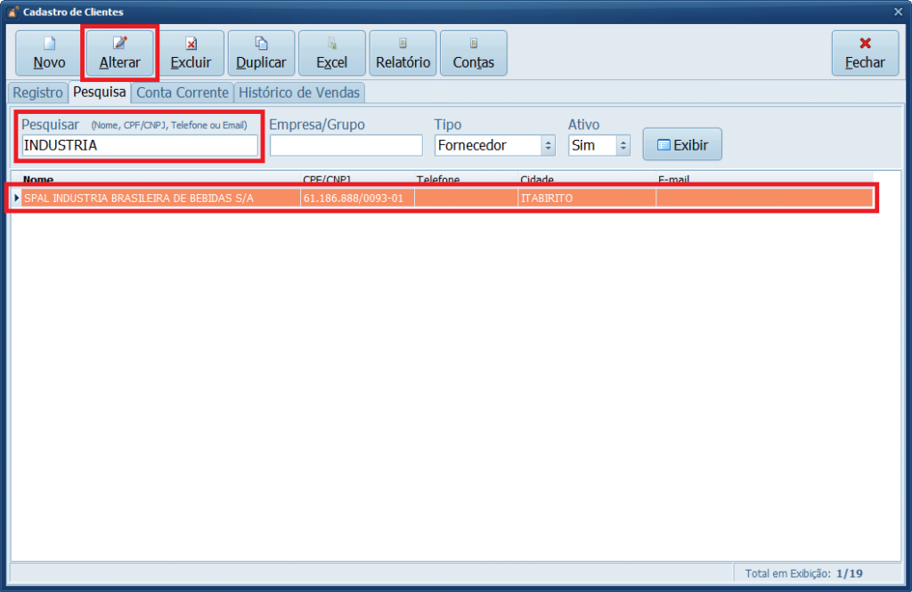 Alterar Fornecedor | Datacaixa Alterar Fornecedor