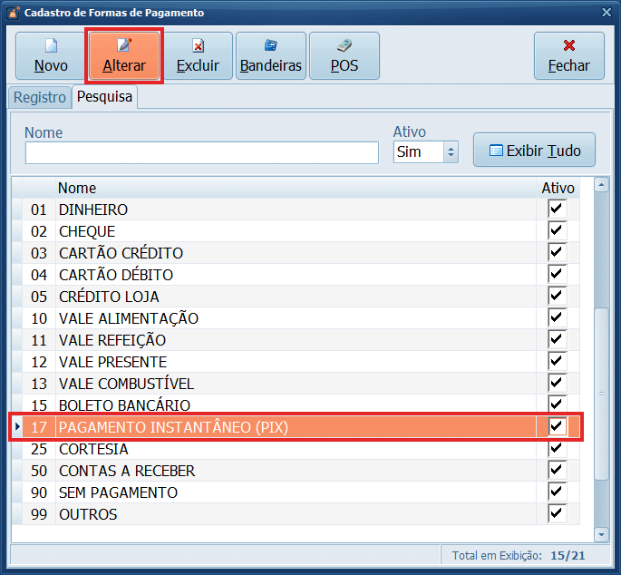Pagamento Online > PIX