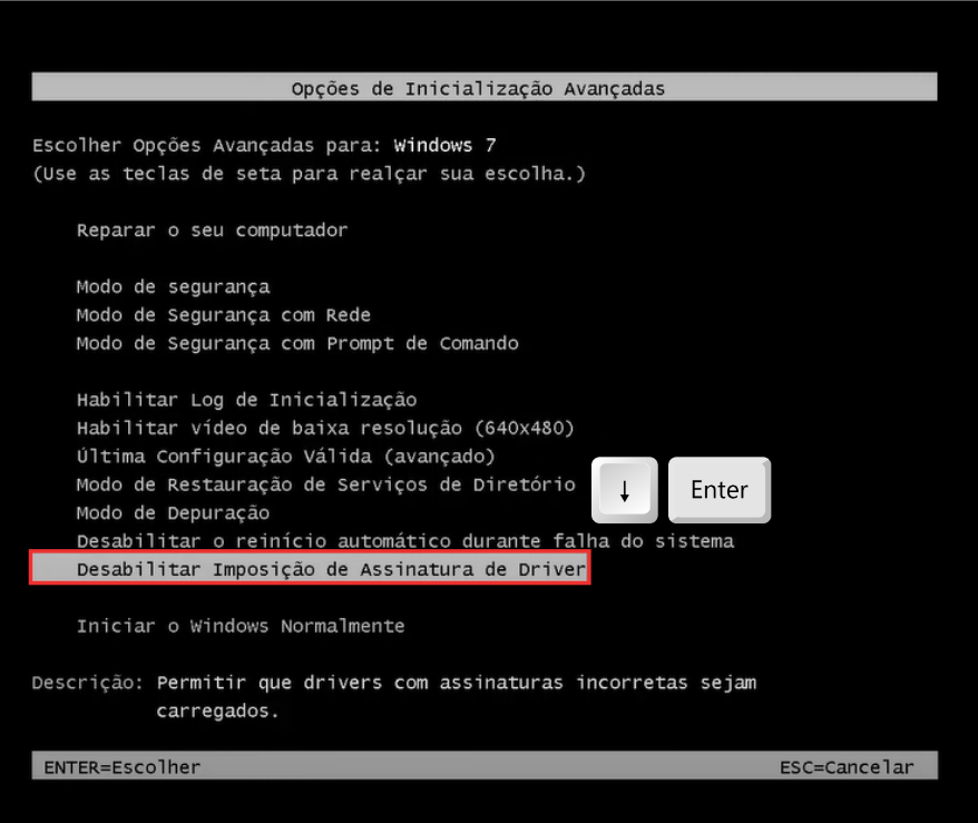 Desabilitar Imposição de Assinatura de Driver