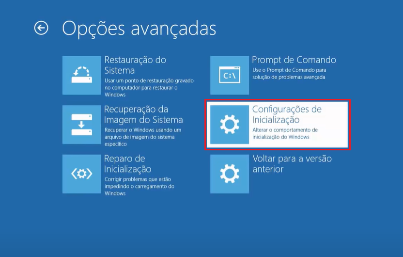 Configurações de Inicialização