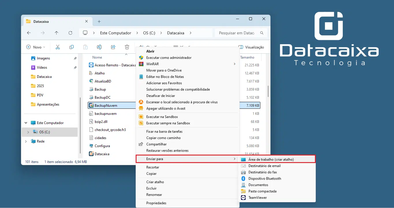 Eviar para Área de trabalho (criar atalho) Windows