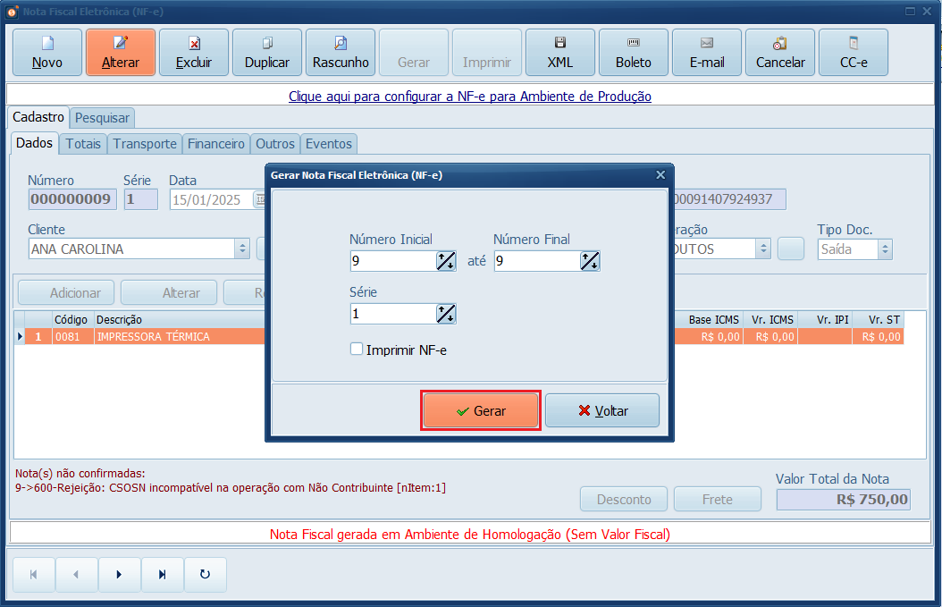 Gerar_NFe_Rejeição 417 | Datacaixa