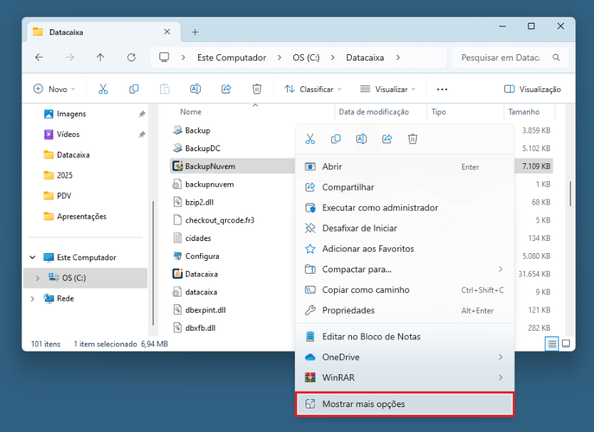 Mostrar mais opções 