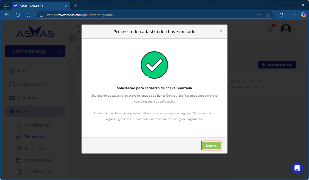 Cadastro de chave aleatória_Asaas_Entendi 1 | Datacaixa