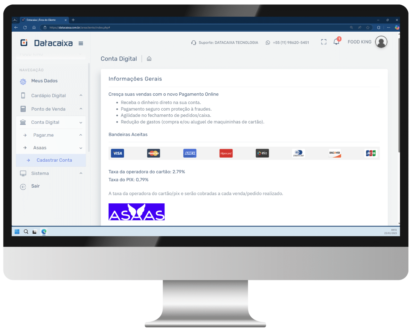 Conta Digital Asaas_Pagamento Online_Cardápio Digital | Datacaixa