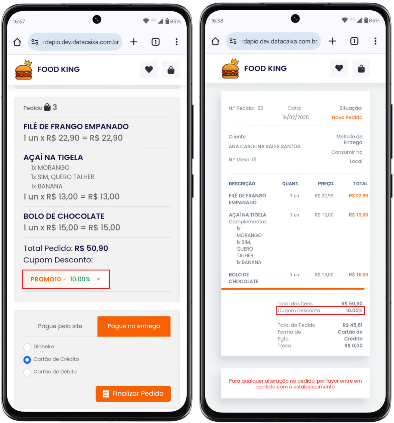 Promo10_Cupom de Desconto_Cardápio Digital | Datacaixa