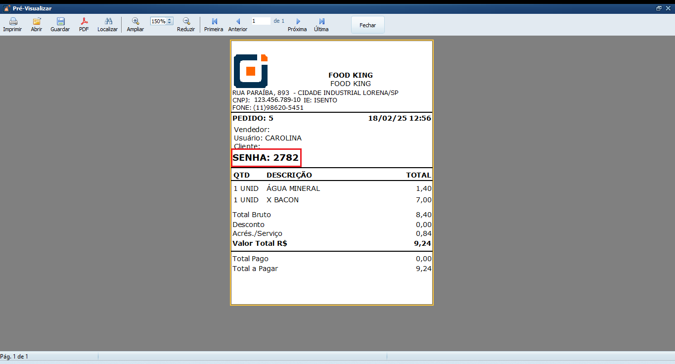 Senha_Aleatória_Pedido_PDV | Datacaixa Senha aleatória