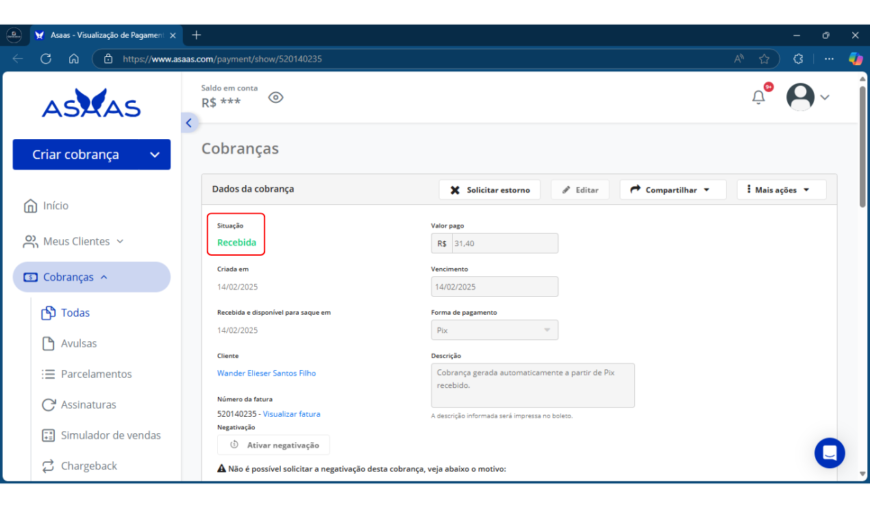 Situação Reciba_Cobrança_PIX_Asaas | Datacaixa