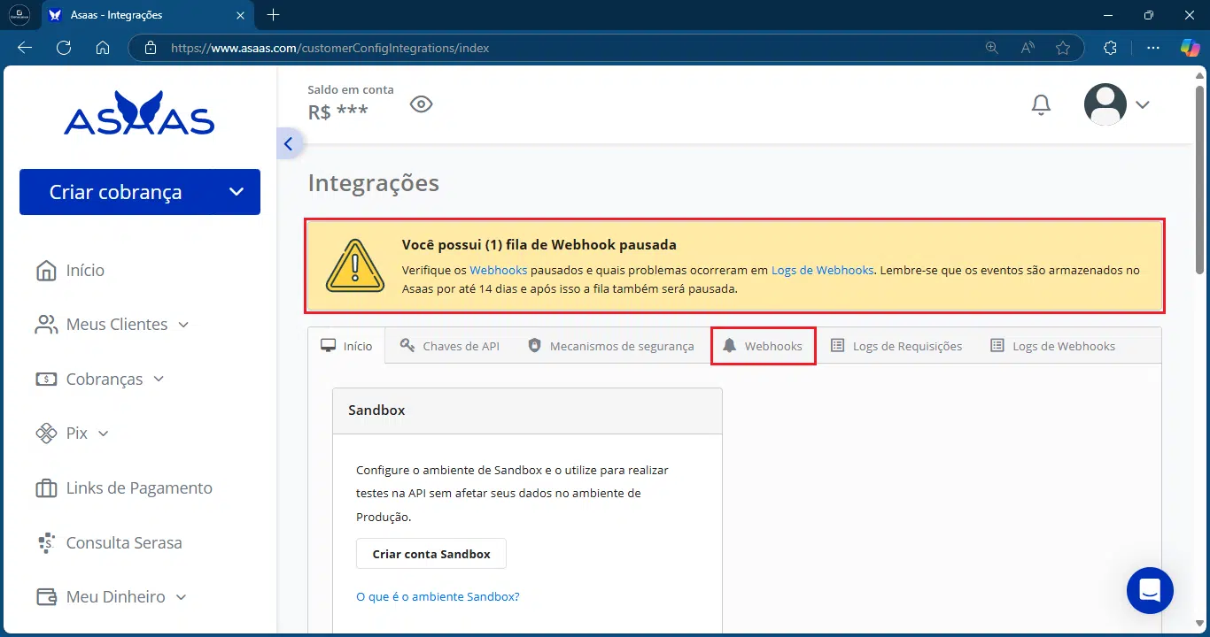 Webhook pausada