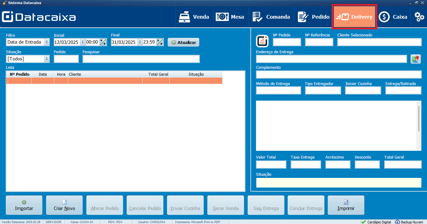 Módulo Delivery_Datacaixa PDV | Datacaixa