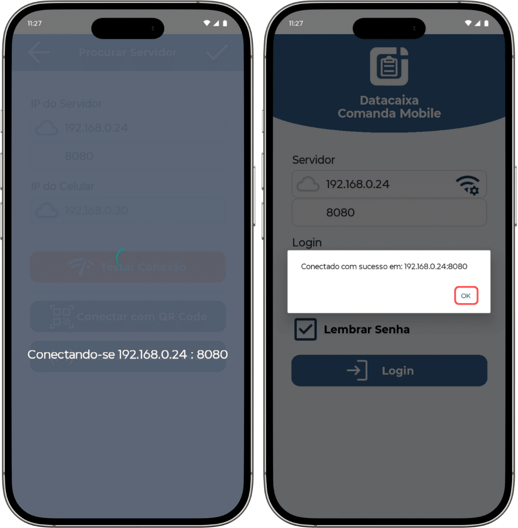 Datacaixa Comanda Mobile - Conexão com Servidor