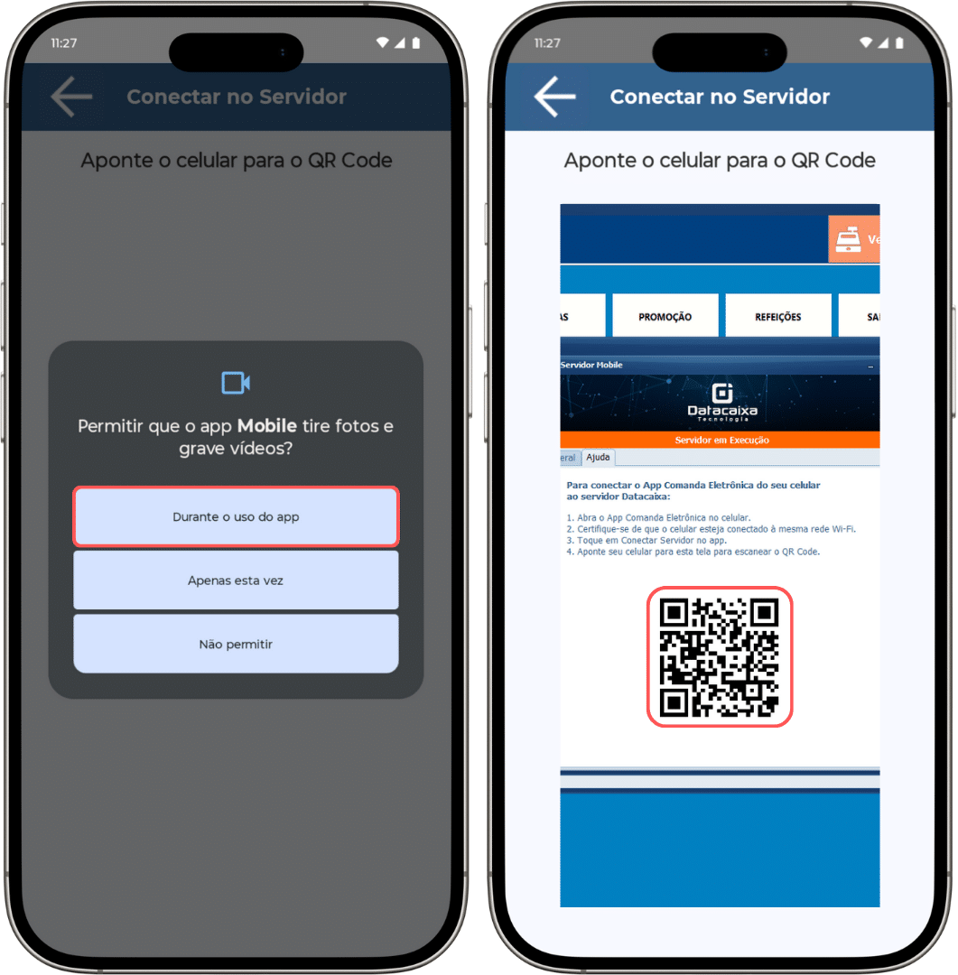 Datacaixa Comanda Mobile - Conectar com QR Code
