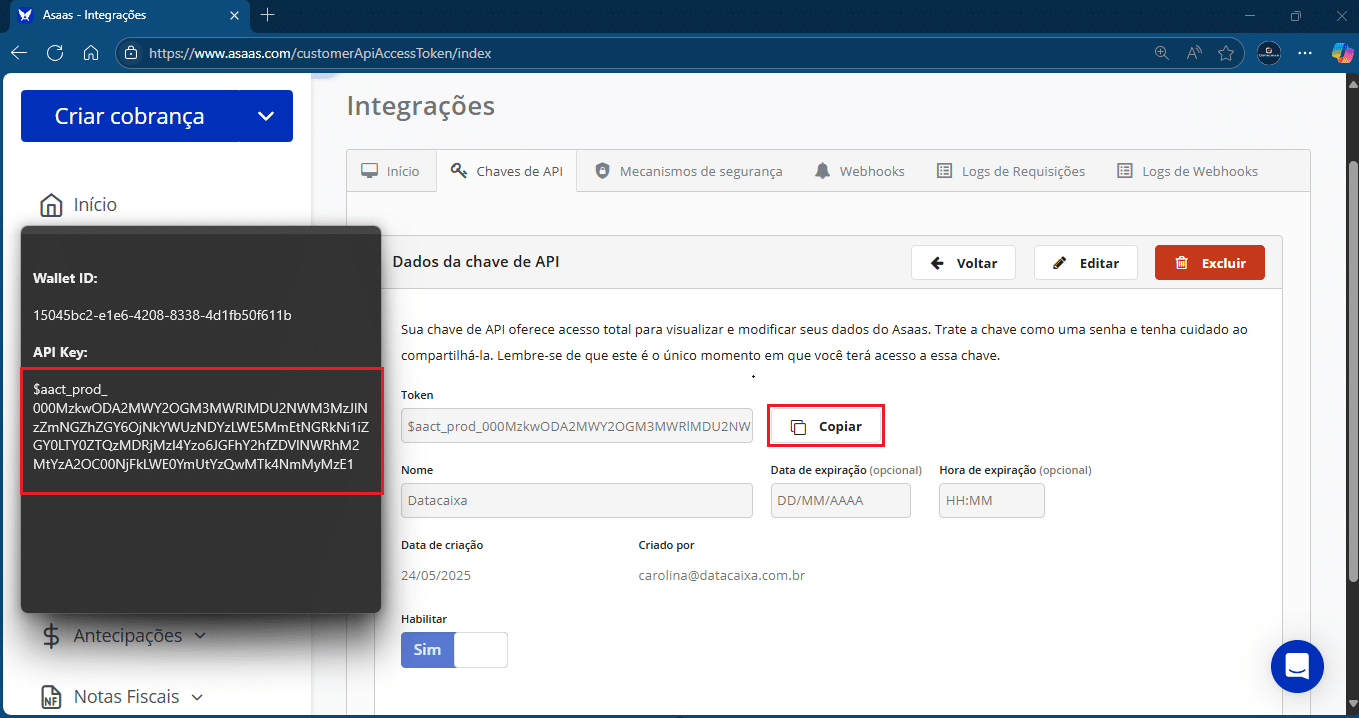 API Key_Asaas | Datacaixa