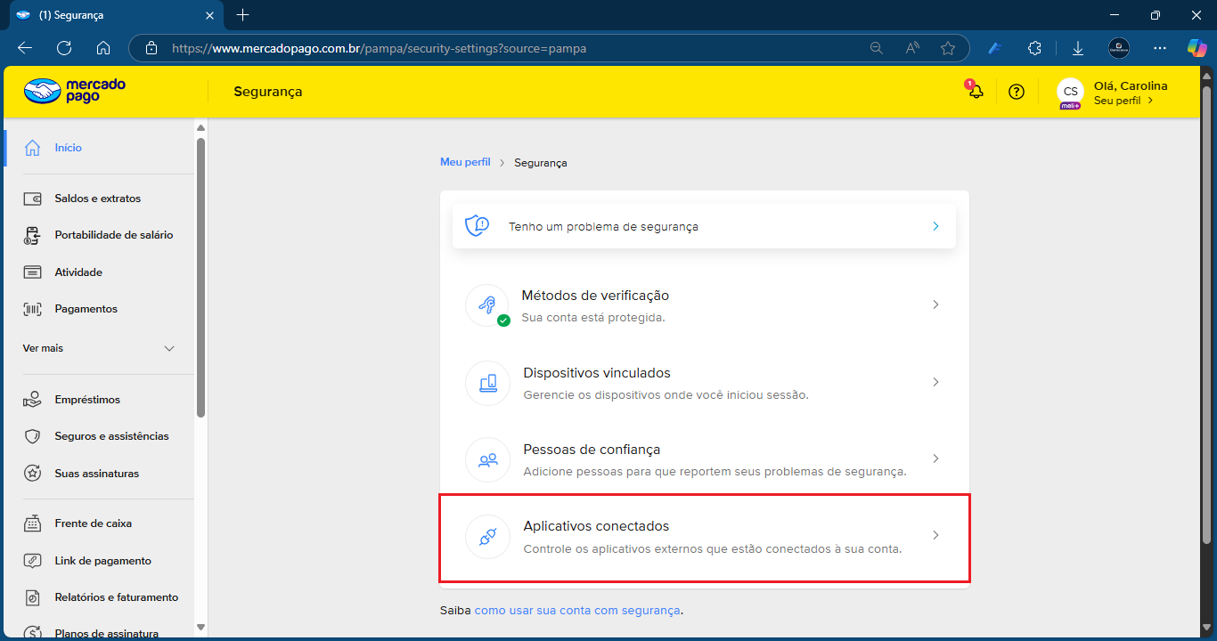 Aplicativos conectados