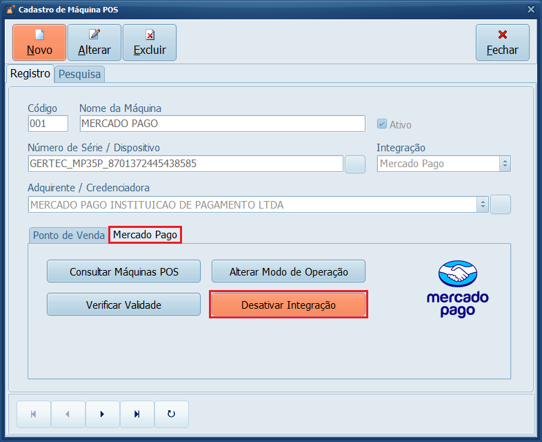 Desativar a integração