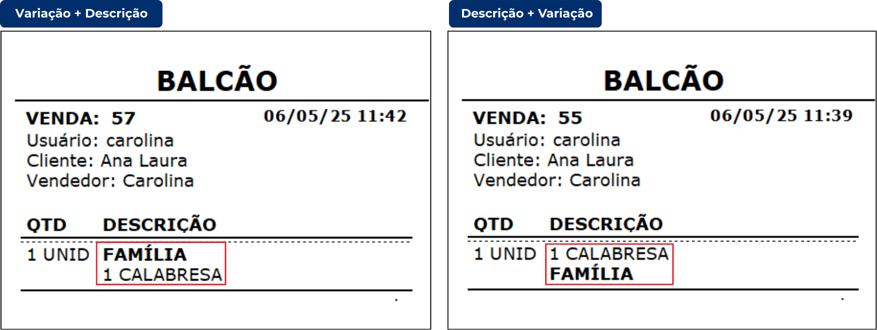 Variação_Descrição_Exemplo na Impressão | Datacaixa