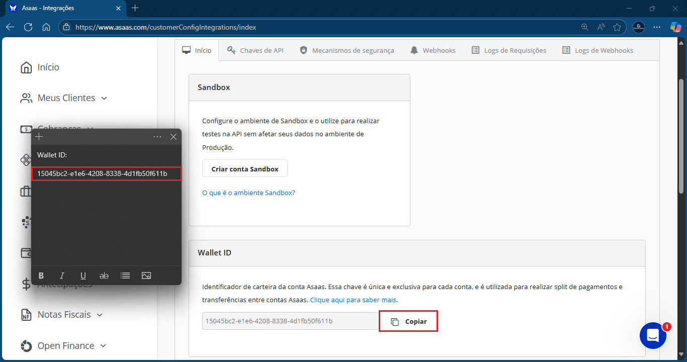 Wallet ID_Asaas_Integração | Datacaixa
