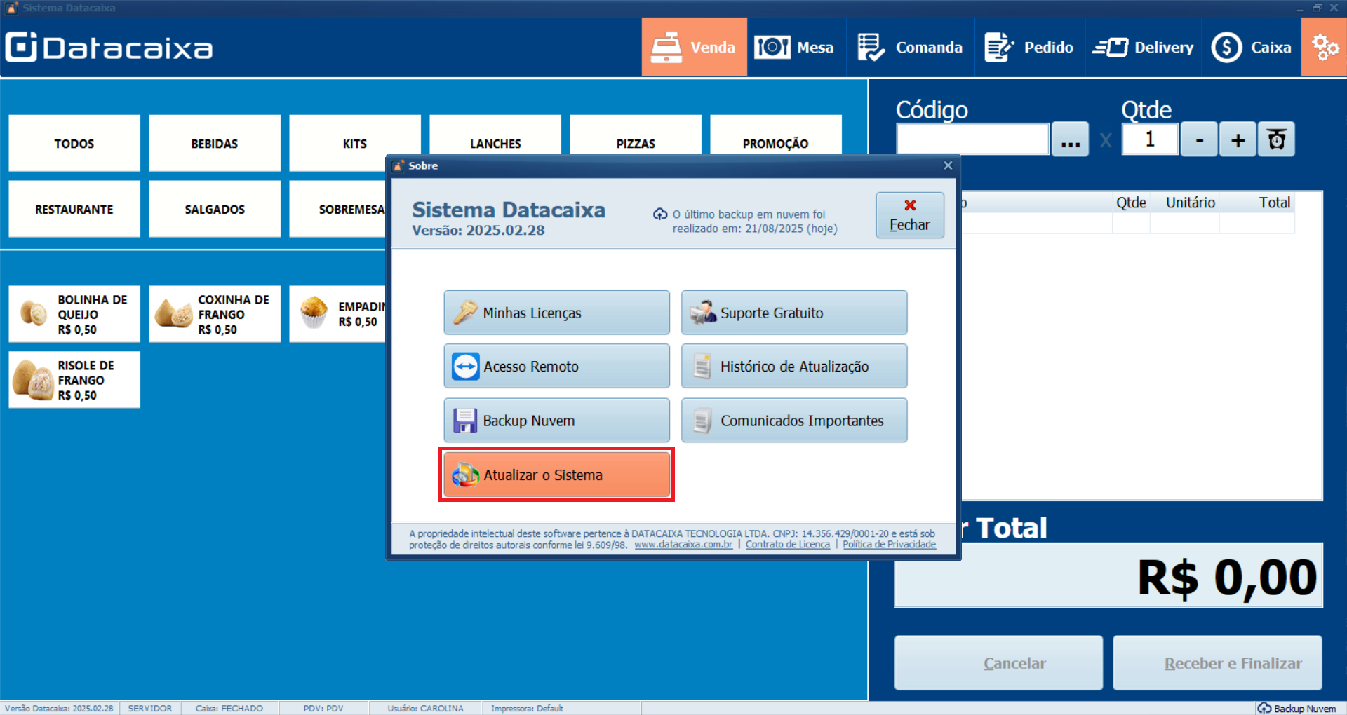 Atualizar o Sistema Datacaixa PDV