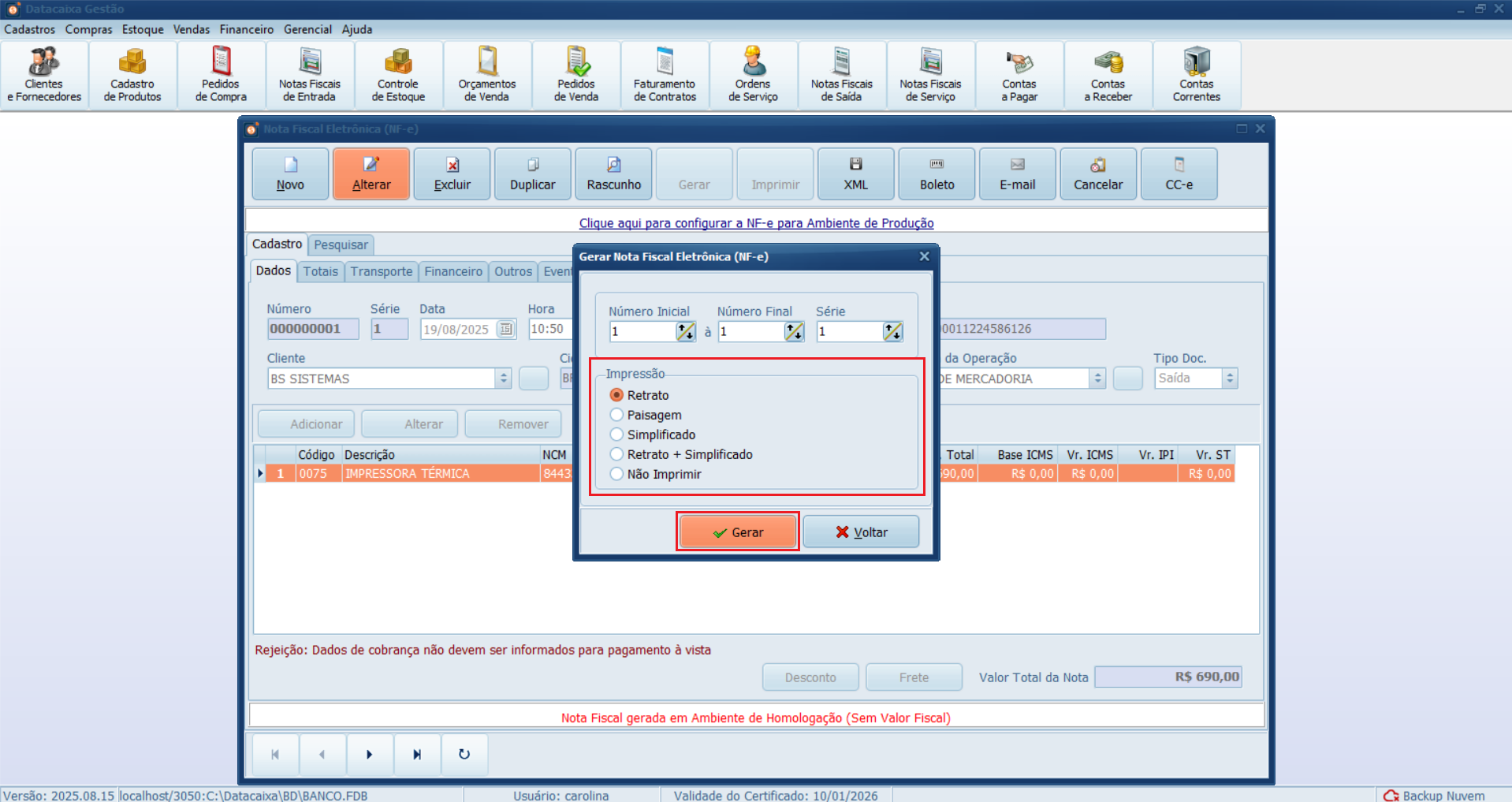 impressão-gerar | Datacaixa