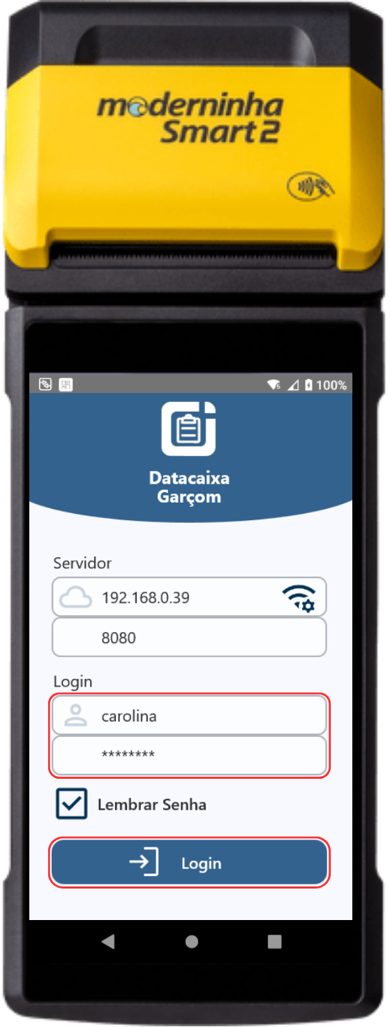 Datacaixa Garçom Pagbank Moderninha Smart 2